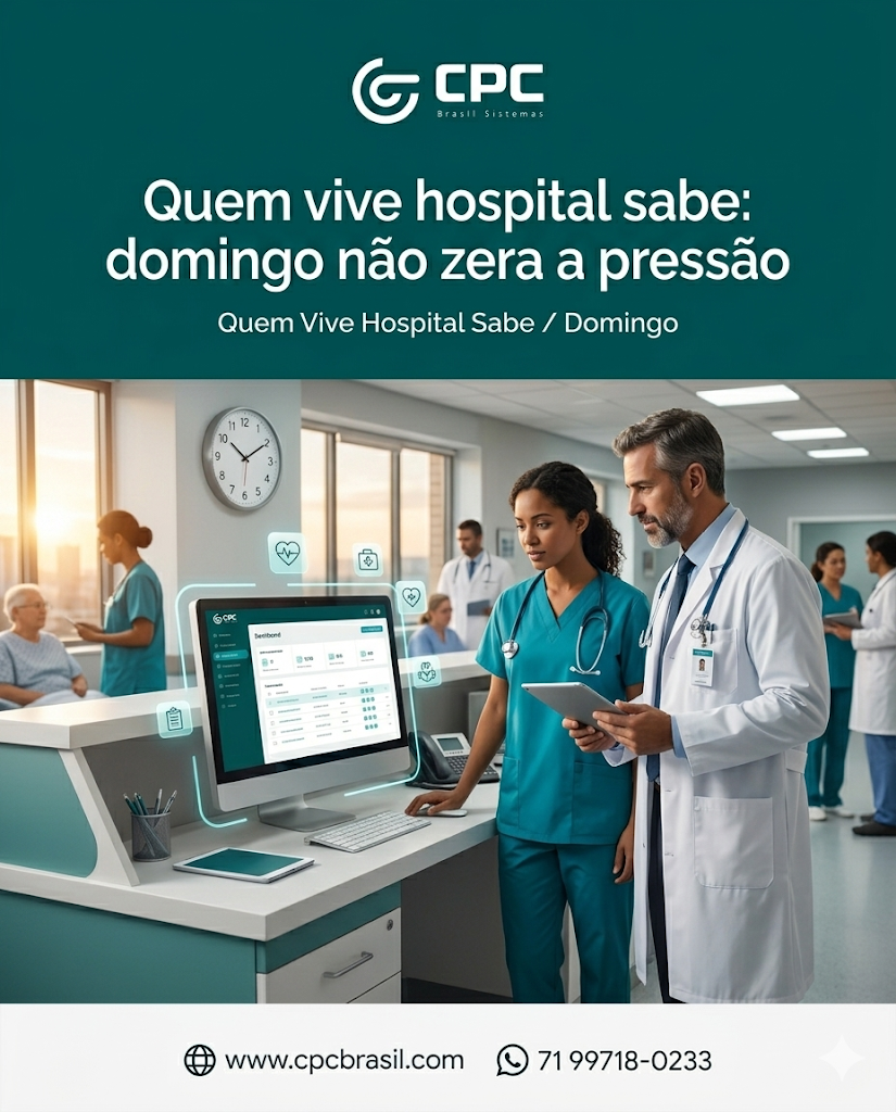 Domingo no calendário não significa domingo na operação. ✅

Hospital continua, plantão continua, decisão continua, problema continua.

Quem vive hospital sabe que a rotina não desliga.