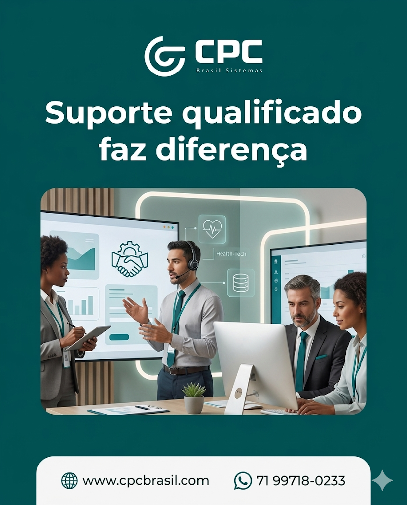 Não adianta ter sistema bonito e suporte que não entende a operação.

Na CPC, suporte qualificado e proximidade com a rotina do cliente fazem parte da entrega. ✅

Quem vive a saúde precisa ser atendido por quem entende a saúde.